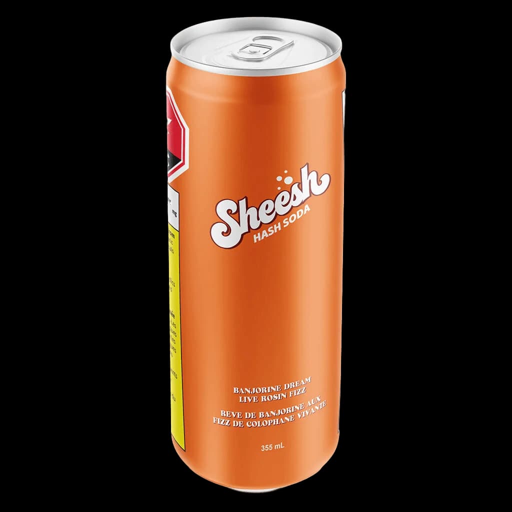 Canette de boisson au cannabis Sheesh Hash Sodas Banjorine Dream Live Rosin Fizz 355 mL avec emballage orange