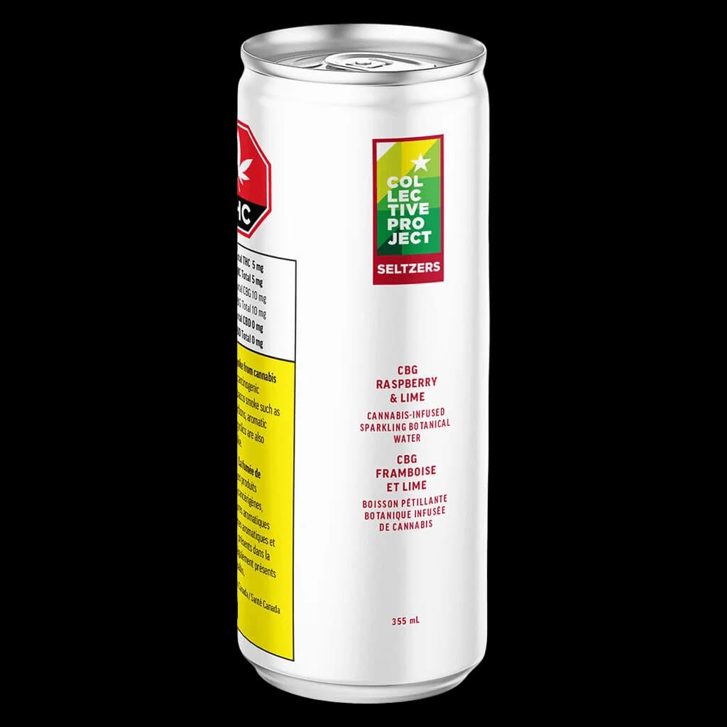 Collective Project CBG Raspberry & Lime cannabis-infused sparkling botanical water, 355 mL can