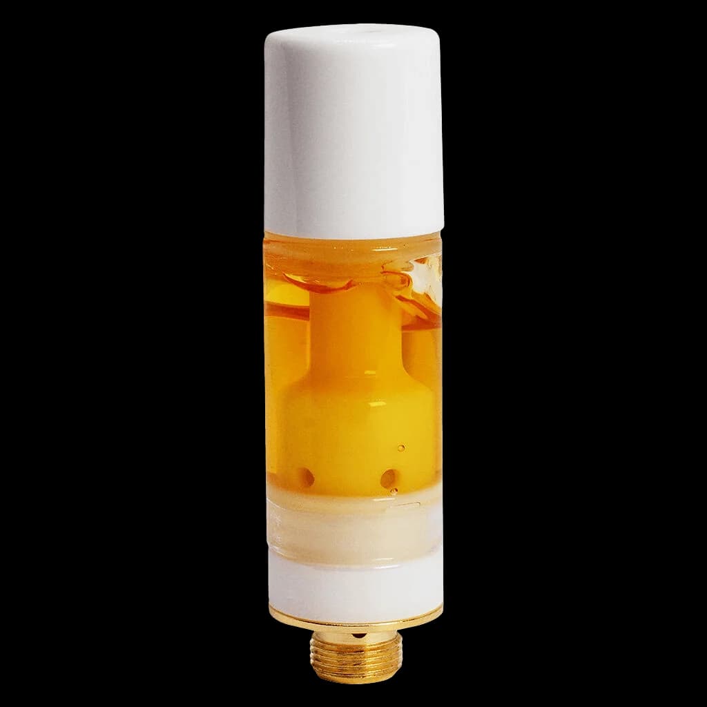 GREAZY Rnb Belts Live Resin 510 cannabis vape cartridge with golden oil and white mouthpiece