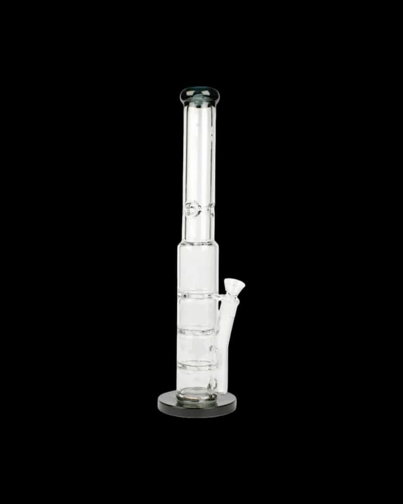 Pipe à eau Red Eye Tek Oil Can Base avec trois chambres à turbine, bol de 7 mm, construction en verre transparent avec base et capuchon noirs