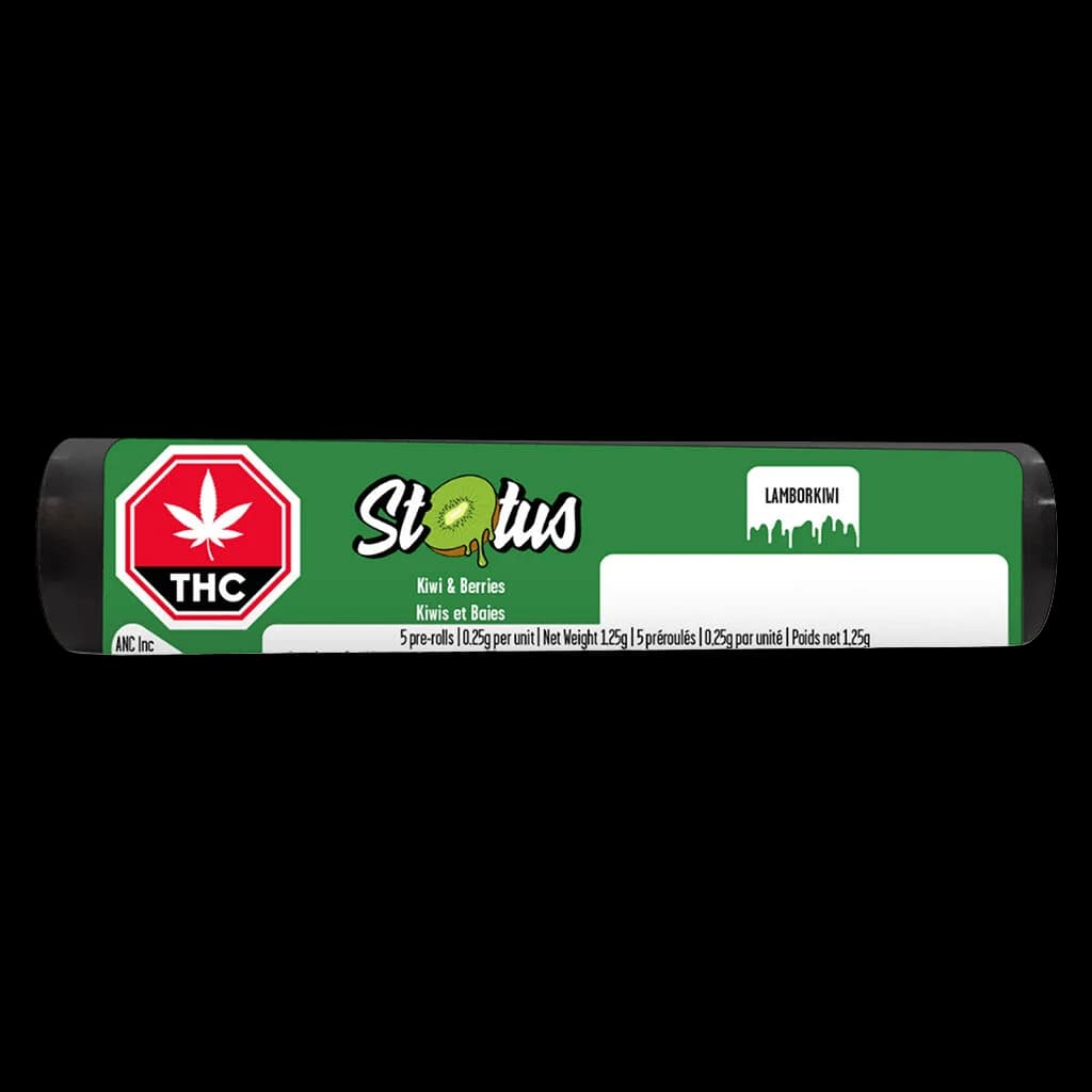 Pré-roulés Shortus Kiwi & Baies en paquet de 5, 0,25 g par unité, paquet de pré-roulés de cannabis d'un poids net total de 1,25 g