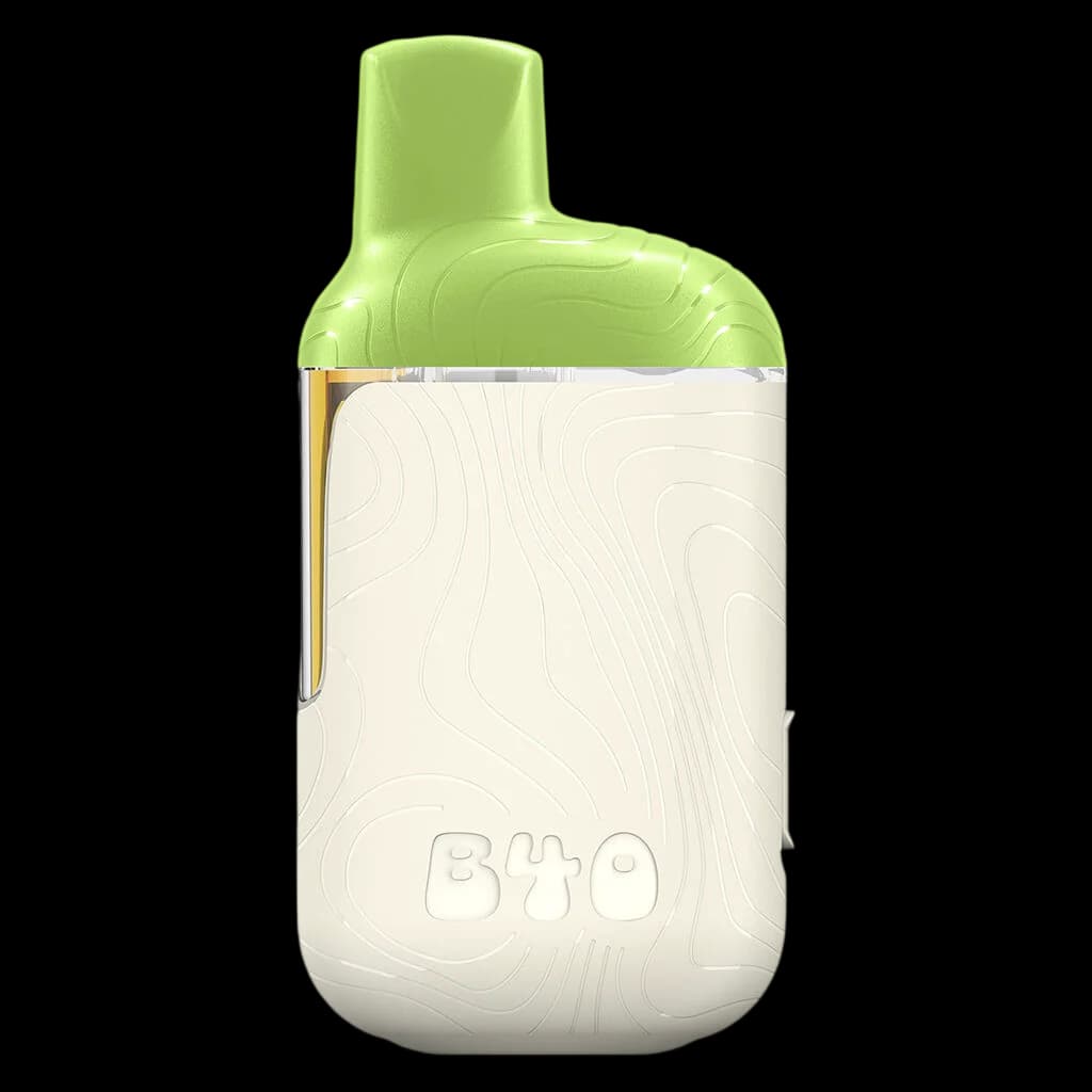 Back Forty Rainbow Melon BOOSTED disposable vape pen with lime green mouthpiece and cream body