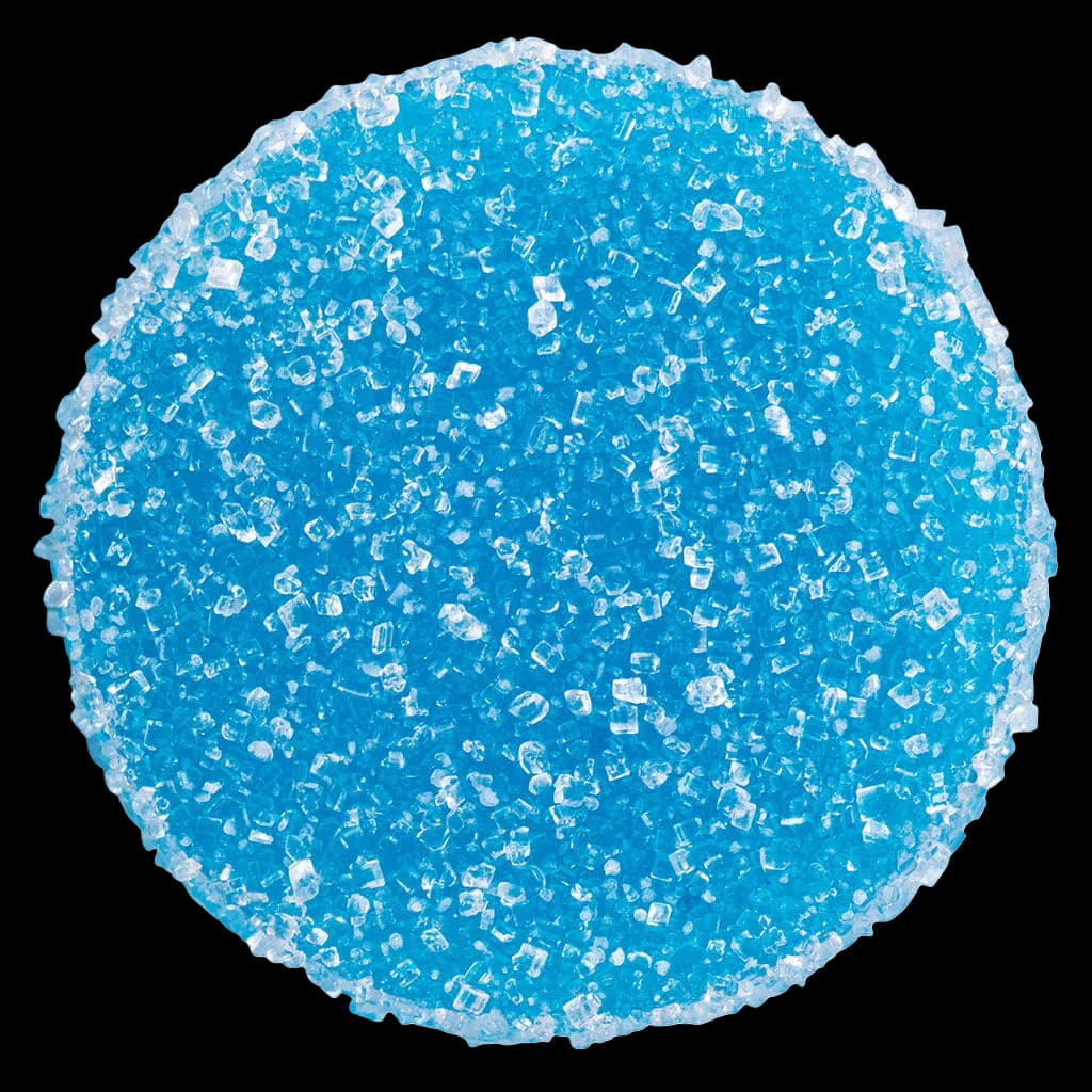 Sour Passion Fruit soft chews cannabis edible, blue and clear crystalline gummies in bulk