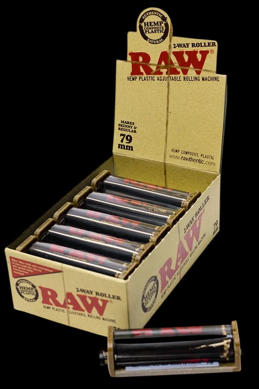 RAW 2-Way Hemp Plastic 79mm rolling machine display box with 12 adjustable rollers