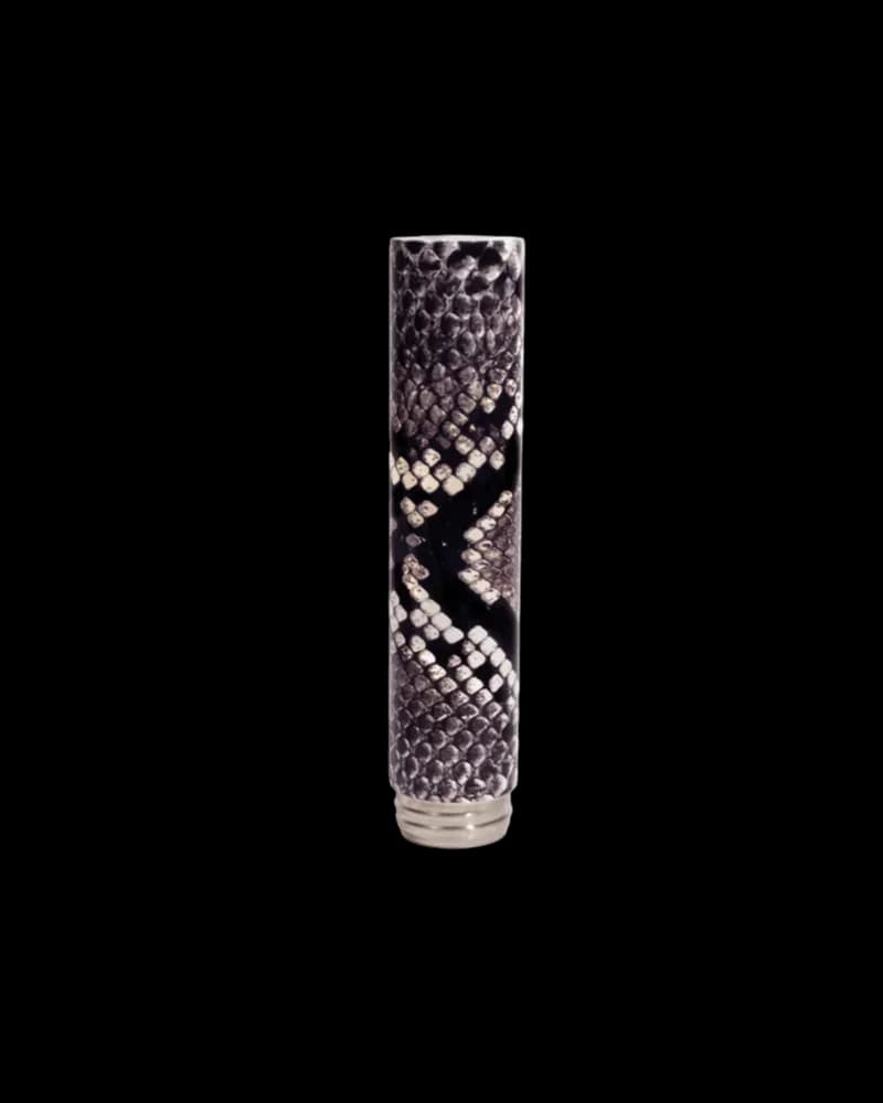 Chill Steel Pipes Snakeskin Neckpiece with black and white textured wrap and metal base