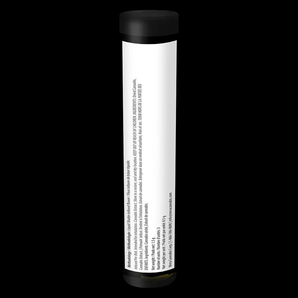 Shatterizer Northern Lights 60+ Diamonds & Shatter Infused Pre-Roll in black tube packaging with white label