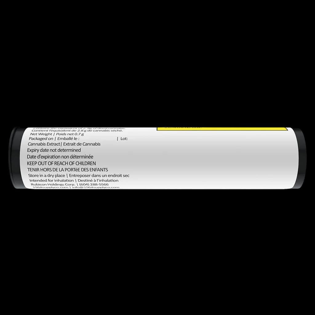 1964 Resin Roll Blue Dream Infused Pre-Roll 0.7g cannabis extract tube with yellow stripe and regulatory text