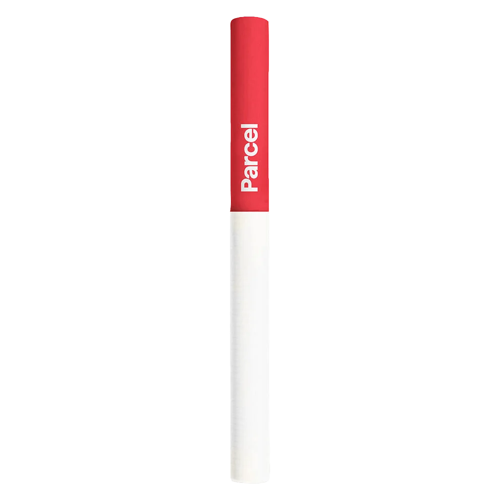 Parcel Citrus Notes Slims sativa pre-roll with red and white packaging tube