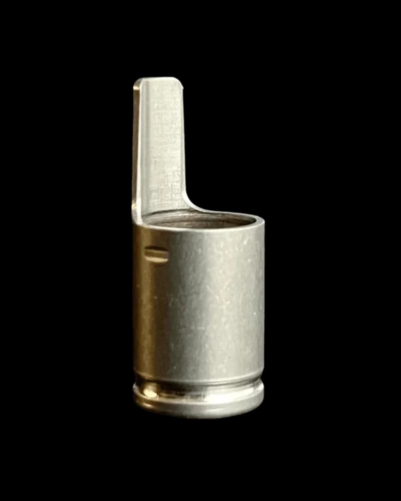 Dynavap Armored Cap, stainless steel vaporizer accessory with hinged design and brass components