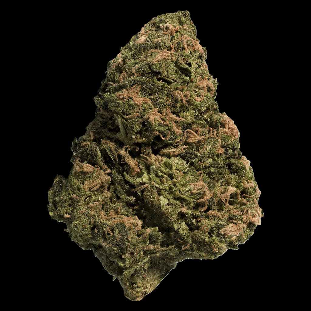 Big Steal BC Organic Sungrown Bonkers dried flower cannabis bud with dense green and amber trichomes