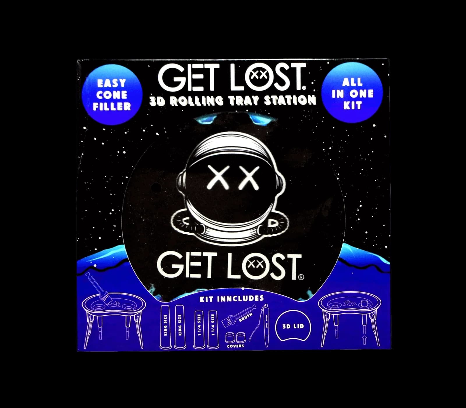 Get Lost 3D Rolling Tray Station all-in-one kit with easy cone filler, rolling trays, covers, and accessories