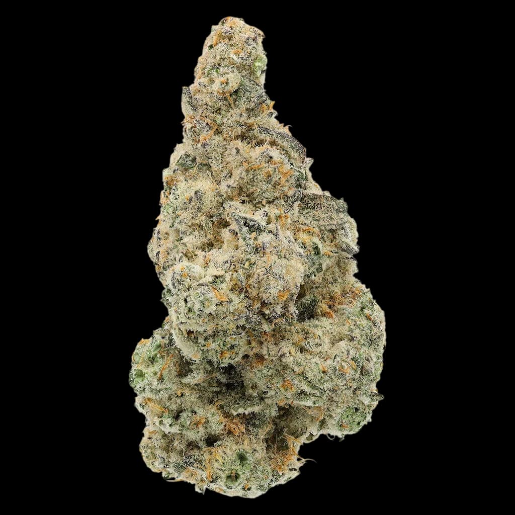 Sitka Legends Chimera Junky cannabis dried flower bud with dense trichomes and green-orange coloring
