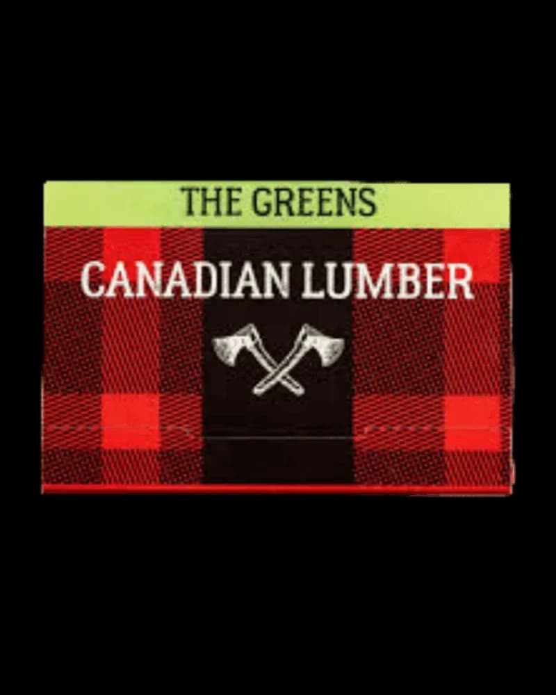 Les feuilles à rouler Canadian Lumber 1 1/4 Greens avec motif à carreaux rouge et noir et logo à haches croisées