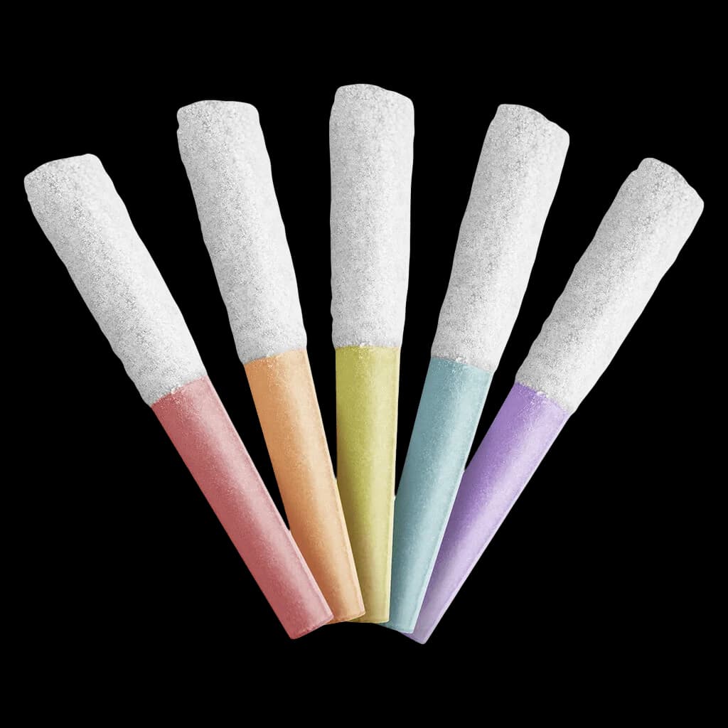 LITTI The Juici Pack Double Diamond Infused Pre-Roll 5-pack in assorted colours: pink, peach, chartreuse, teal, and purple