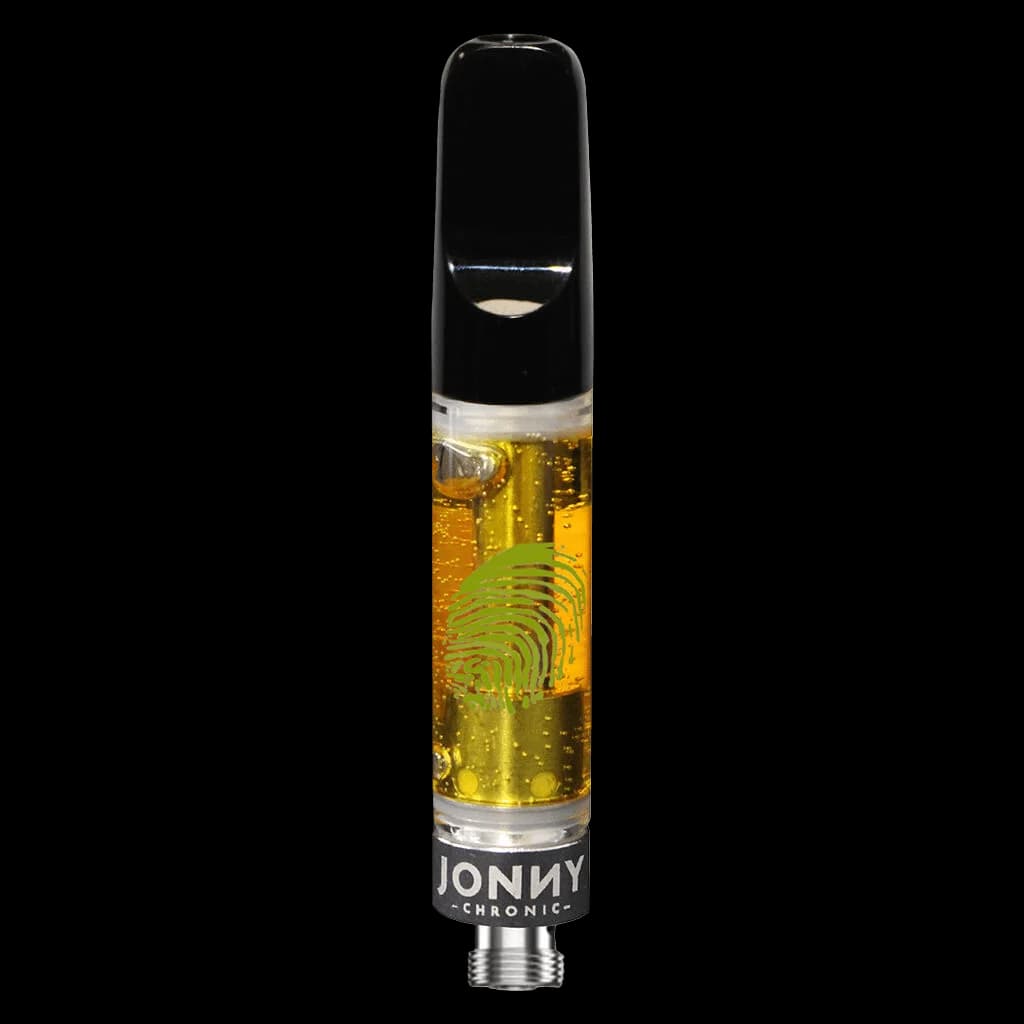 Cartouche de vapotage cannabis 510 à filetage Jonny Chronic Blue Dream Liquid Diamonds avec huile dorée et embout noir