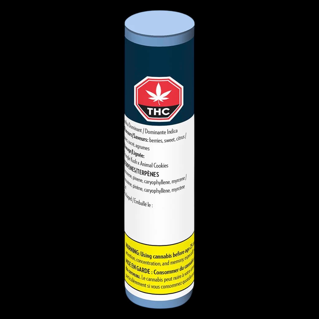 FIGR Kandy Cake premium glass tip pre-roll with dark packaging, red THC symbol, and yellow Health Canada warning label