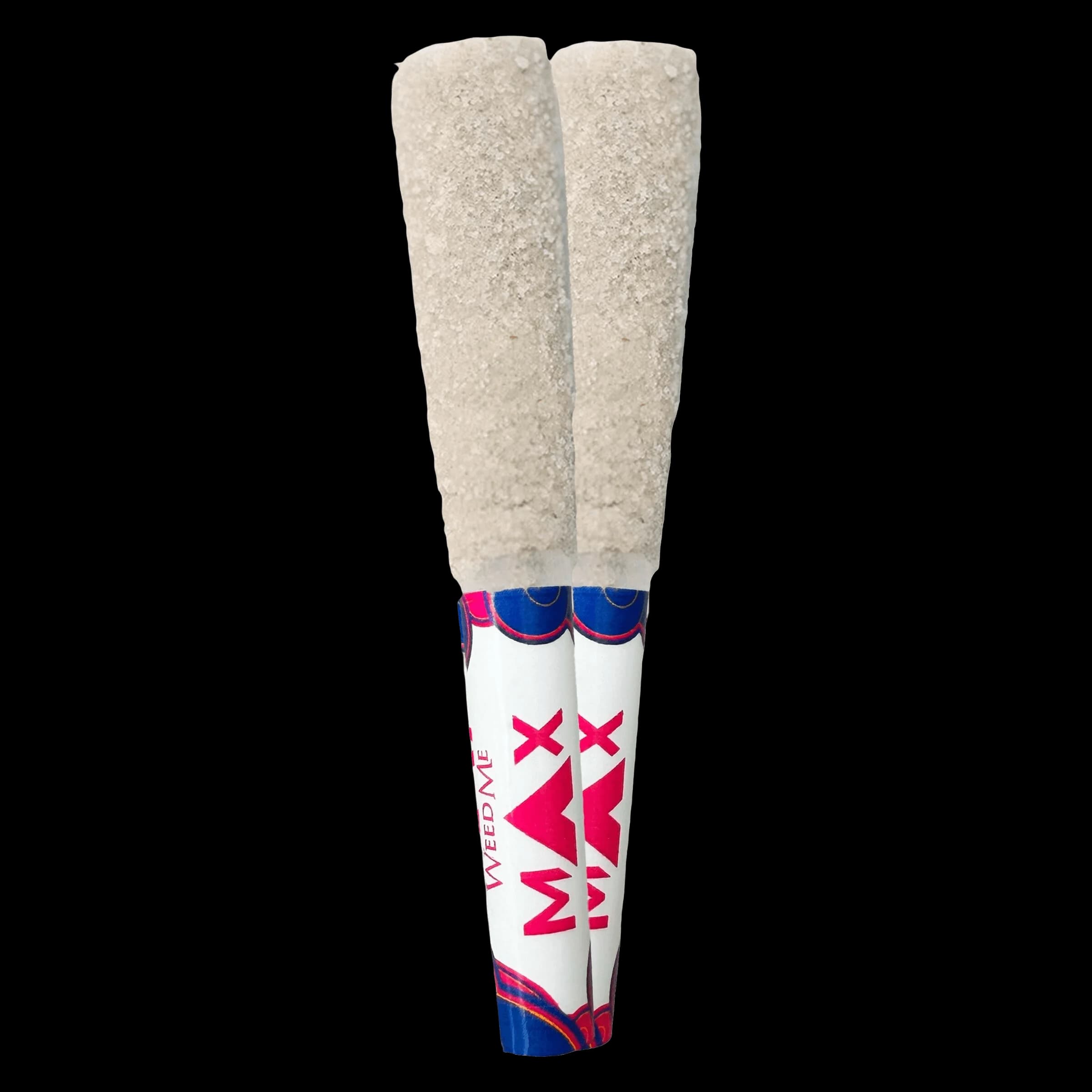 Weed Me Max THCa Seedless Grape Infused pre-roll pair with white and pink branded label