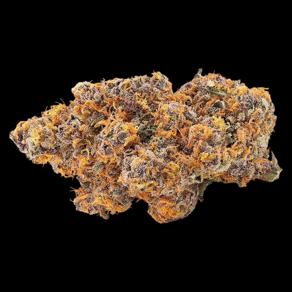 HighGreens Atomic Slurricane cannabis dried flower with golden-orange and dark green buds dusted with trichomes