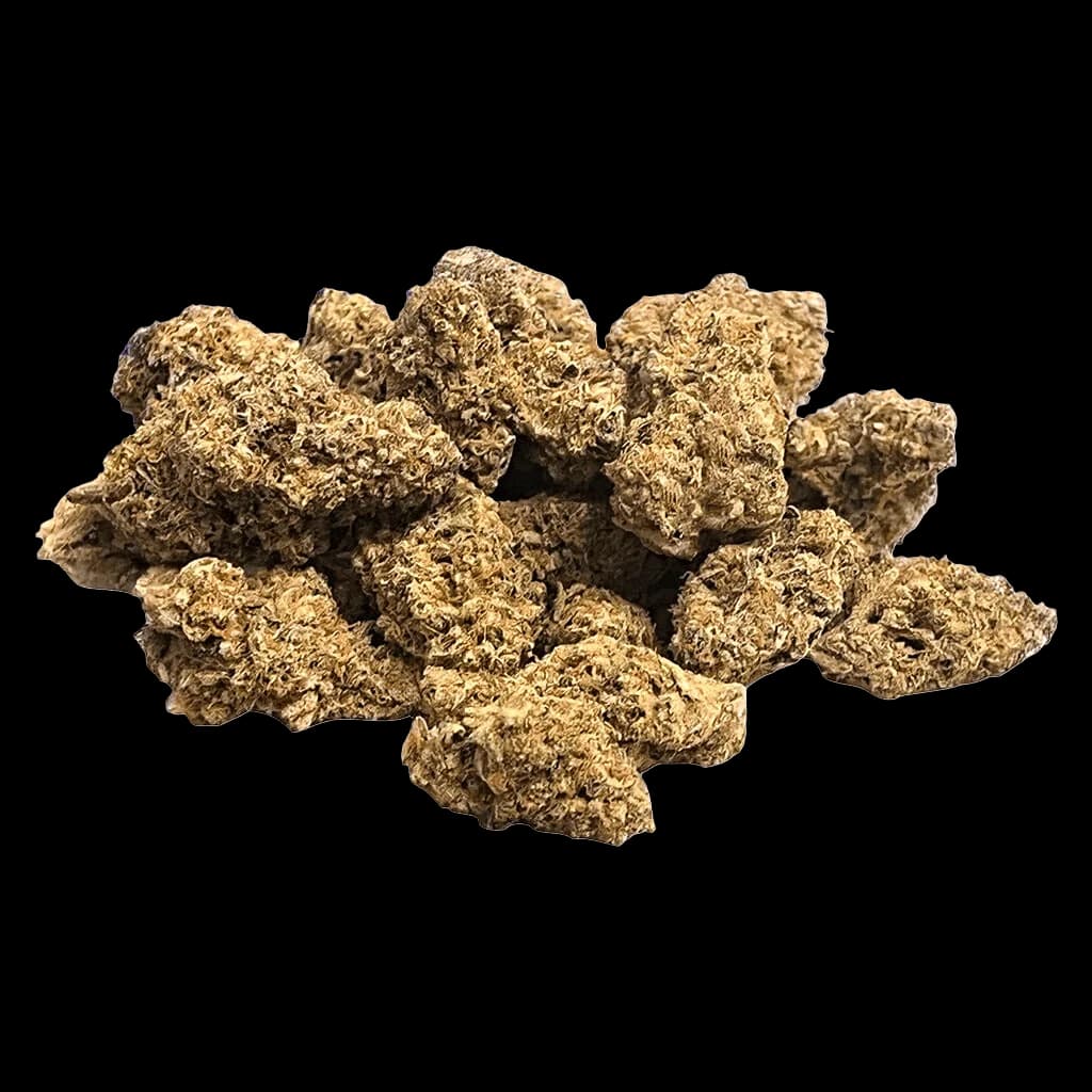 Bourgeons de fleurs séchées de cannabis FOUR54 Cannawhoopass avec des trichomes denses de couleur dorée à brune