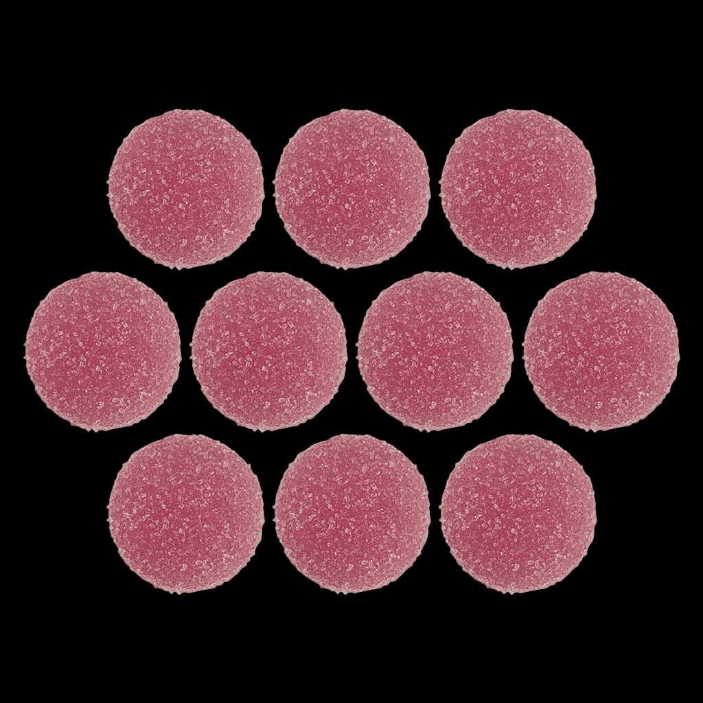 Bonbons tendres sativa FLY NORTH Space Tokens Citrus Sizzle en paquet de 10 avec enrobage de sucre rose