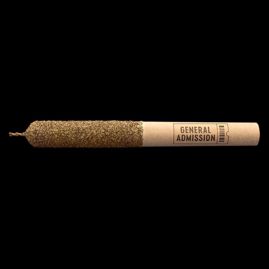 General Admission Blackberry Jam Diamond Infused pre-roll with kraft paper band label on white background