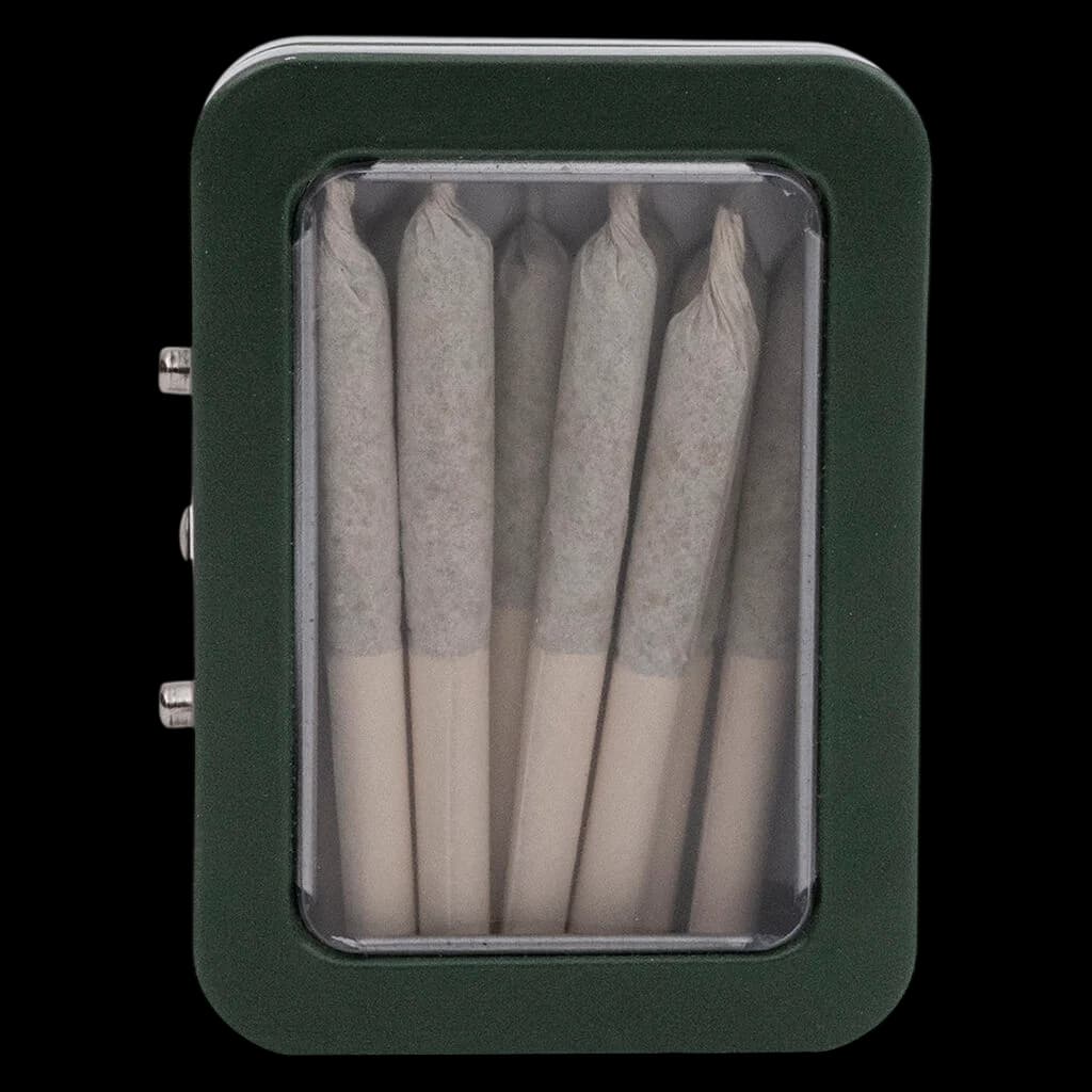 Pure Sunfarms Cherry Tang pre-roll 5-pack in green packaging with clear window display