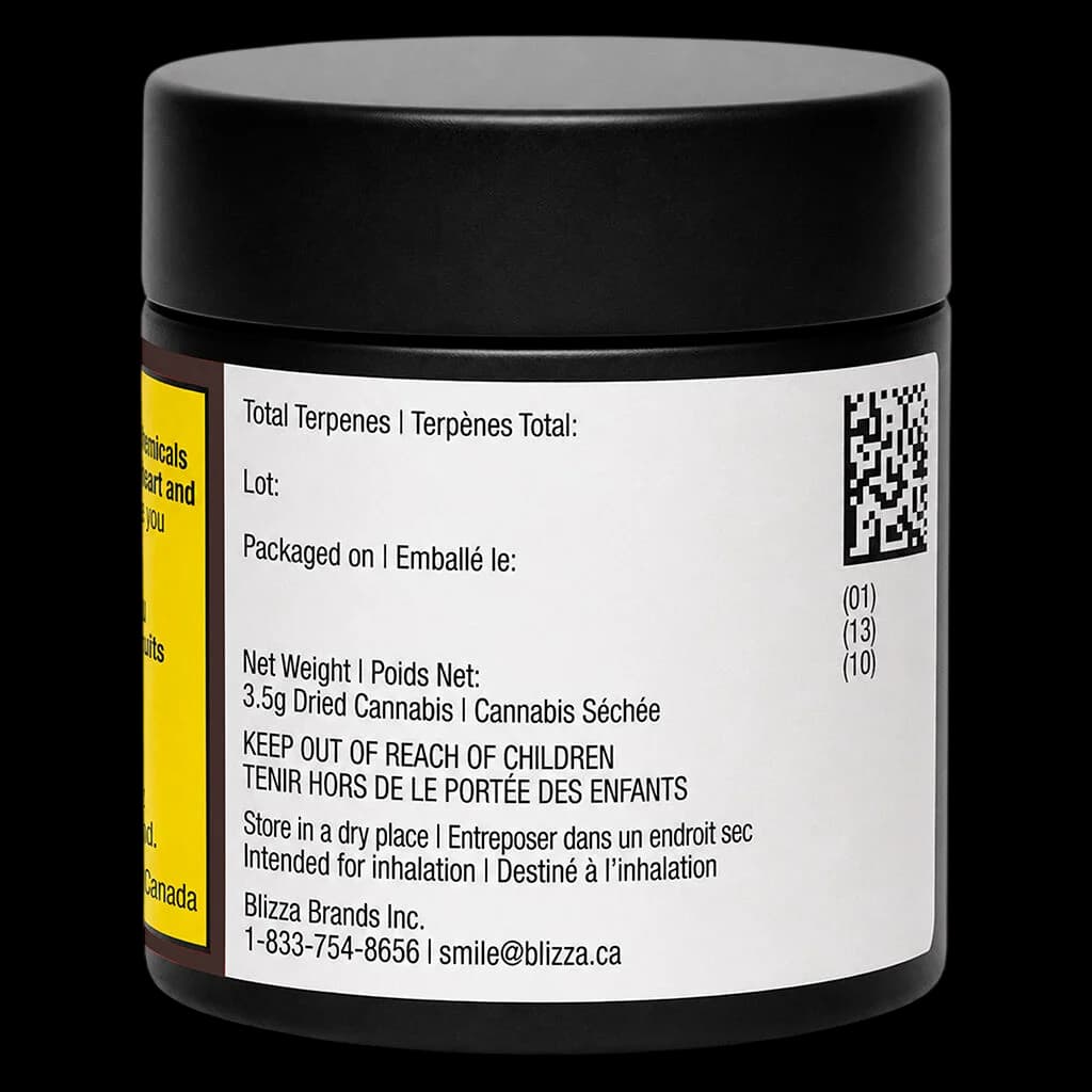 The Cut Signal 3.5g dried cannabis flower in amber glass jar with black cap and regulatory label
