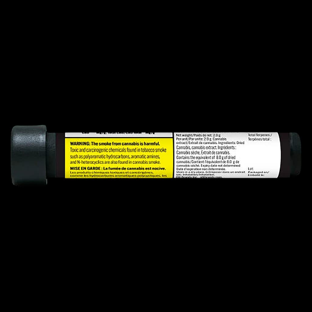 El Blunto Daytona Diesel hash infused pre-roll tube with yellow Health Canada warning label and bilingual text