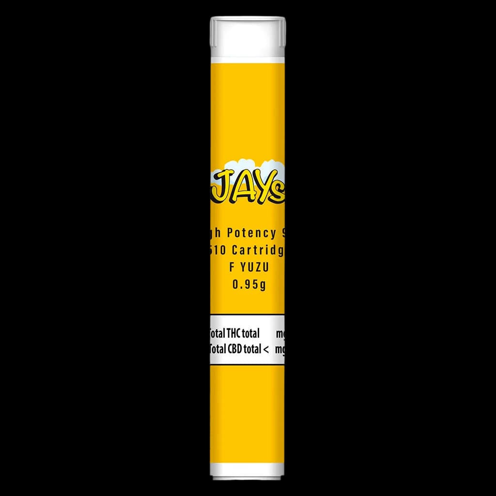 JAY's High Potency 95+ 510 thread cartridge, 0.95g, yuzu flavour in yellow packaging