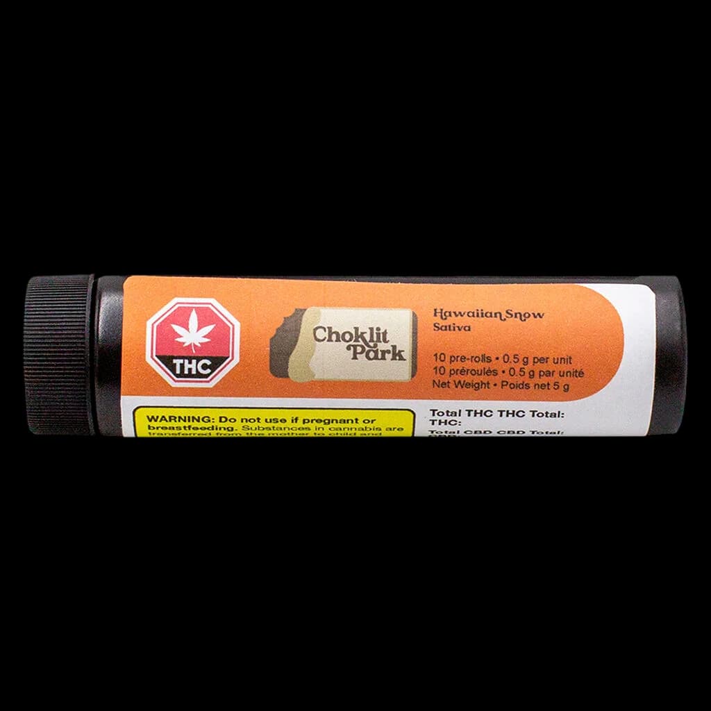 Choklit Park Hawaiian Snow Sativa pre-roll pack, 10-pack 0.5g per unit, 5g net weight