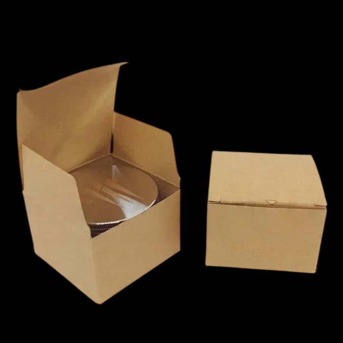 NIBO Distribution HIT 63mm 4-part metal grinder in opened kraft cardboard box and sealed box packaging