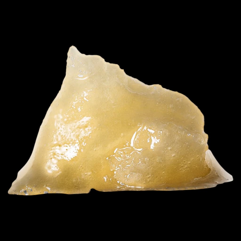Thrifty Big Steal Strawberry Whipped Diamond cannabis concentrate, pale yellow resin with crystalline texture