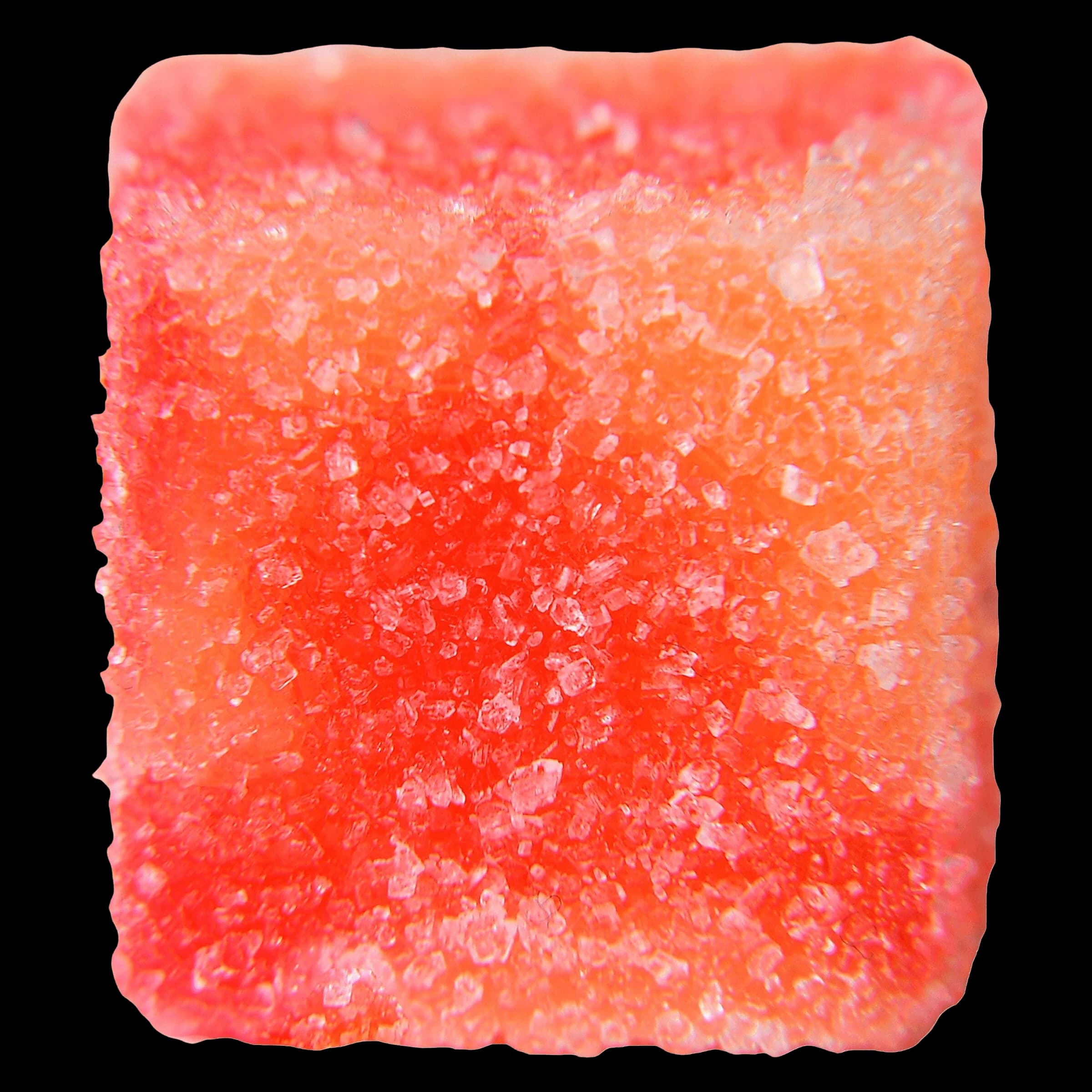 Gommes tendres à la pêche Glenn's No.20 Distillate Delta 9, bonbons gélifiés rouge-orangé enrobés de sucre