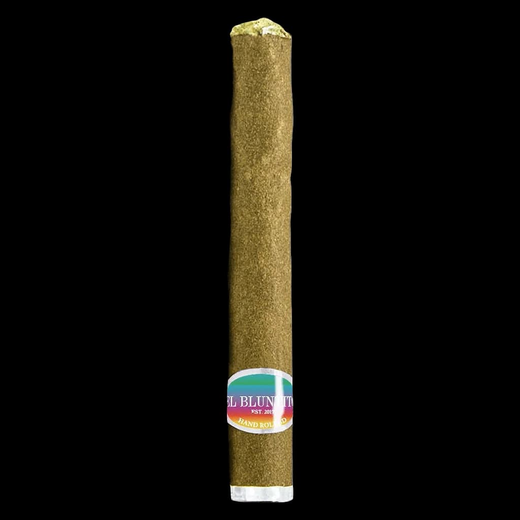 El Blunto hash infused pre-roll with colorful band label featuring brand logo and Yacht Master Punch strain name