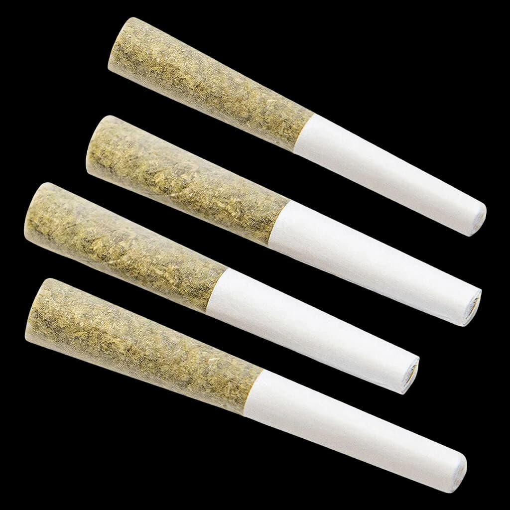 Dime Bag Diesel Pocket Puffs pre-roll pack of four with white paper tubes and ground cannabis flower tips