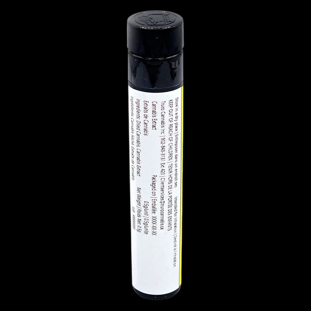Truro Hash Gems Bluenose Berry hash diamond infused pre-roll with black cap and white label showing product details
