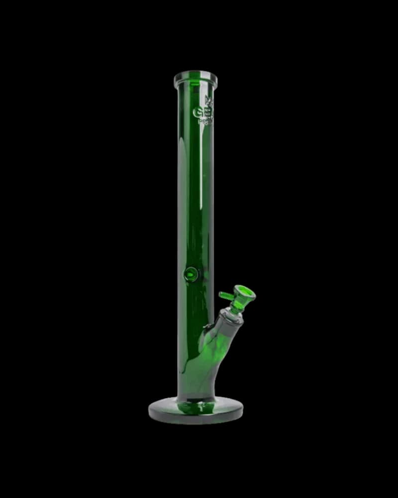 Gear Premium straight tube bong with debossed logo, green glass, 7mm thick with matching bowl piece