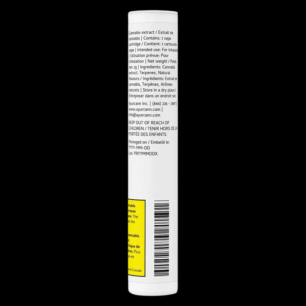 Fuego Red Maui Wowie Liquid Diamond vape cartridge 510 thread rear packaging showing ingredients, health warnings, and barcode
