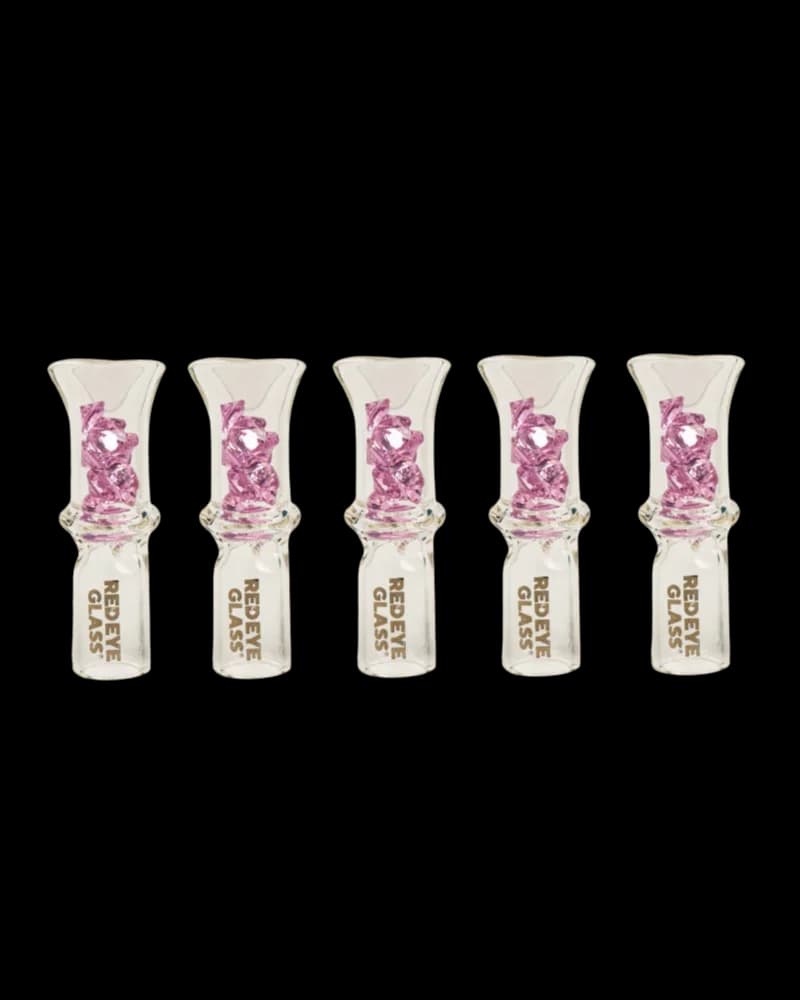 Embout Bling large Red Eye Tek, paquet de 5 embouts de bong en verre avec détails en cristal rose et base à logo de marque