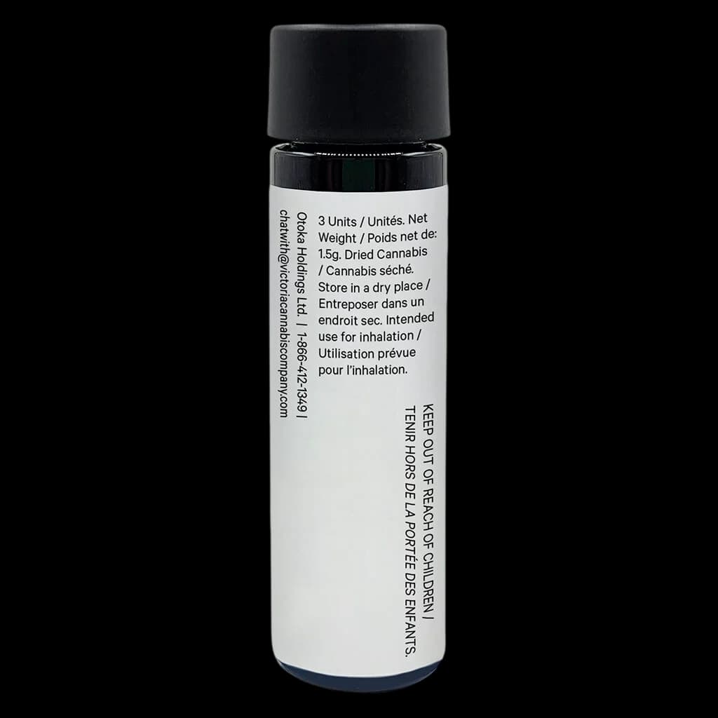 Orca Holdings Ltd. pre-roll tube with white label, black cap, 3 units, 1.5g dried cannabis