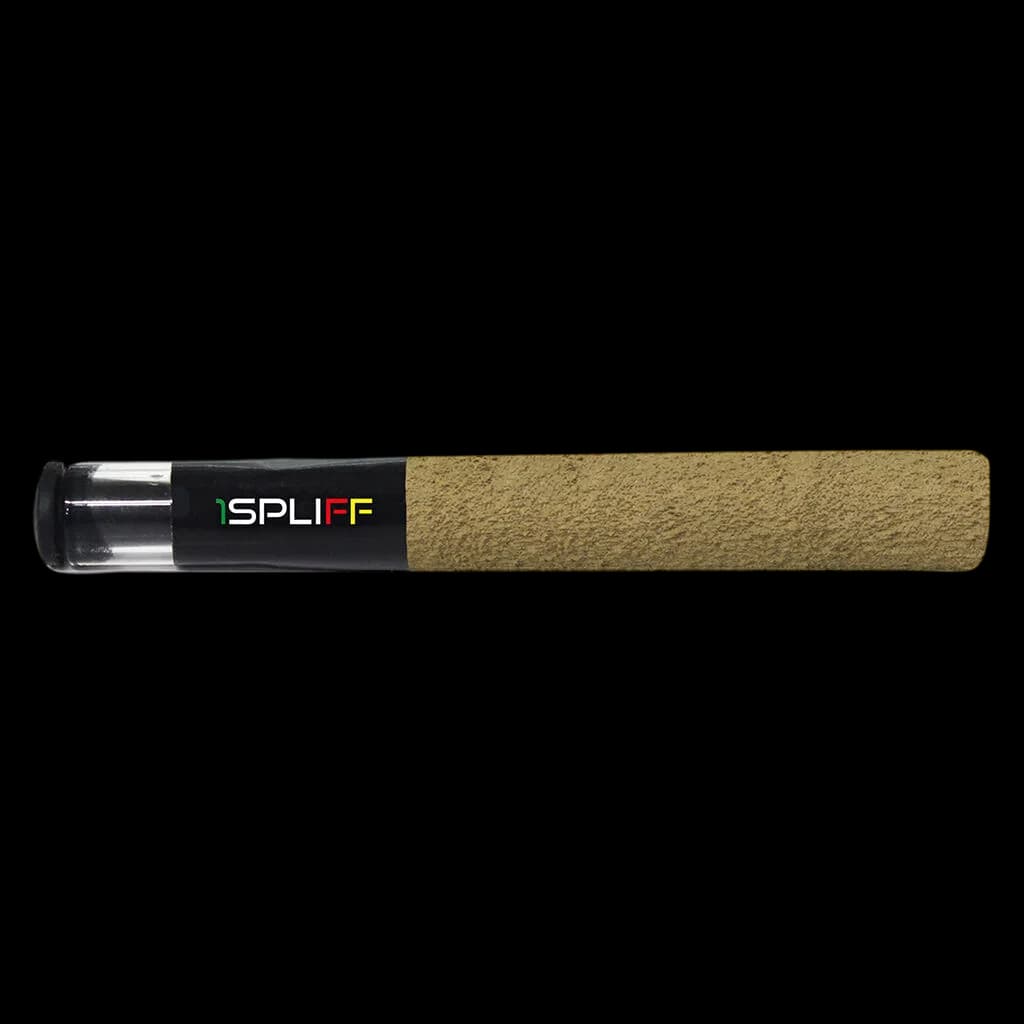 1Spliff Reserve YEET! infused pre-roll with cork filter and black band label on white background
