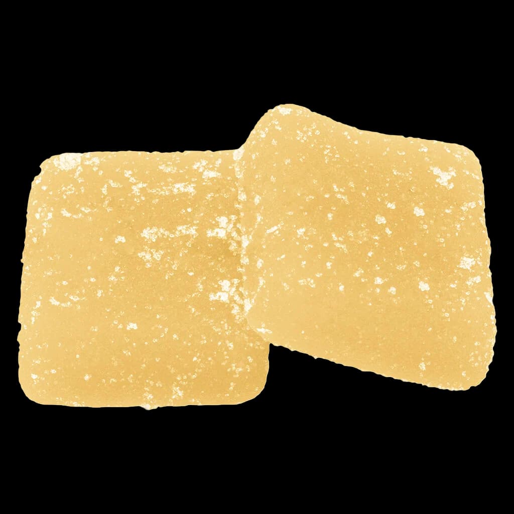 Wyld Real Fruit Grapefruit 1:1:1 THC:CBG:CBC soft chews, two gummy pieces with sugar coating