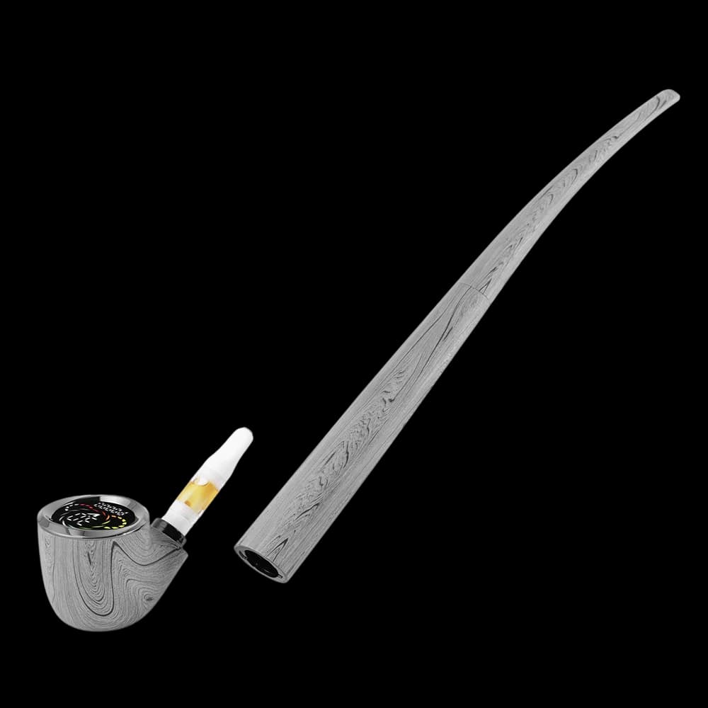 Pulsar 510 DL Wizard Pipe VV Vaporizer in driftwood finish with detachable stem and pre-filled cartridge