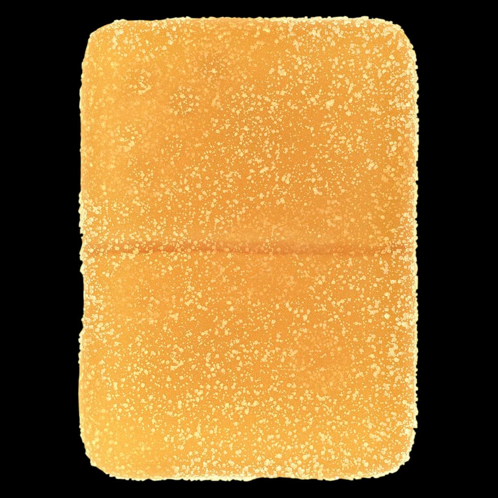 Wyld Real Fruit Sour Peach Mango Sativa gummy with sugar coating, cannabis edible