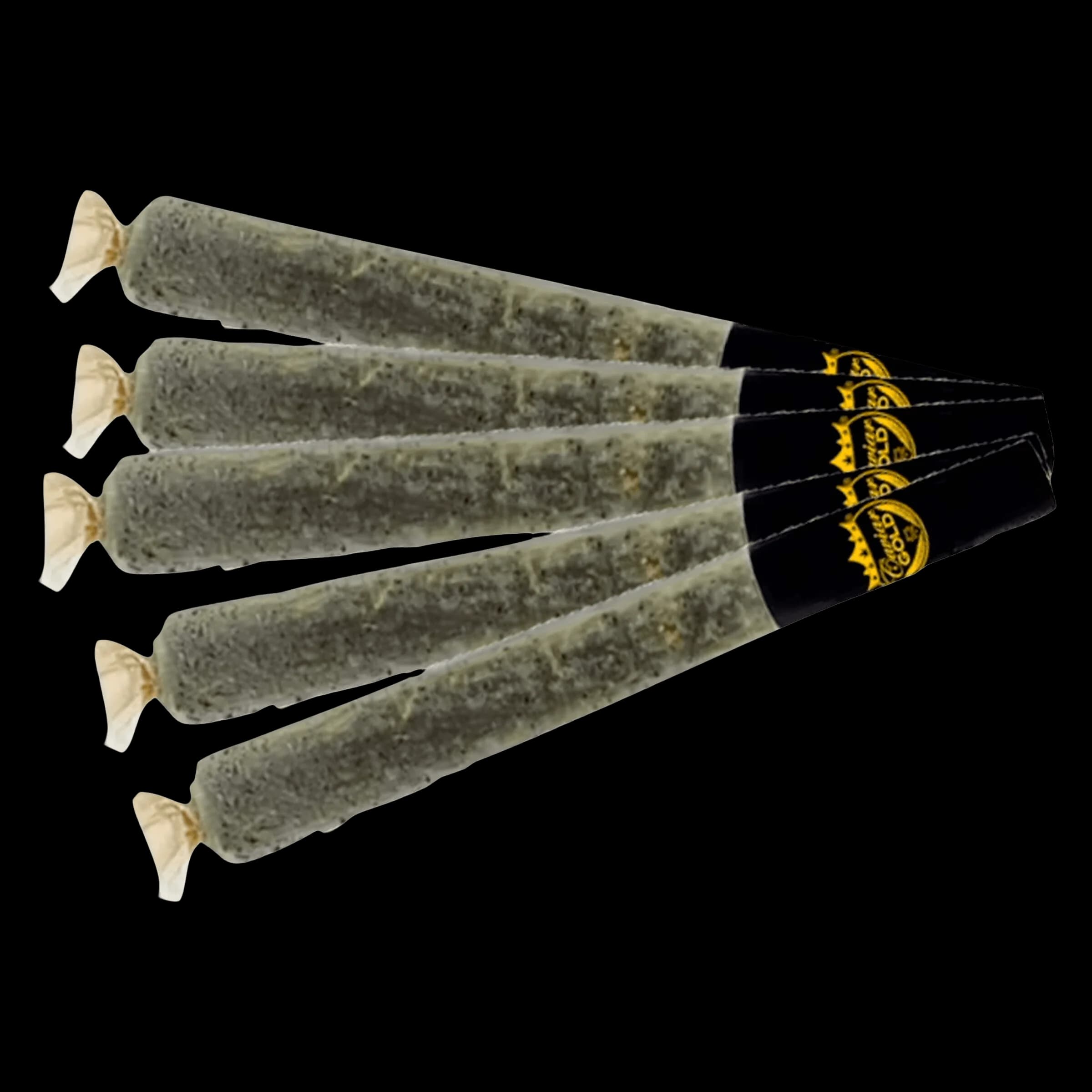 Baby Cavi's Strongberry Infused Pre-Roll pack of 5, cannabis pre-rolls with black and gold band labels