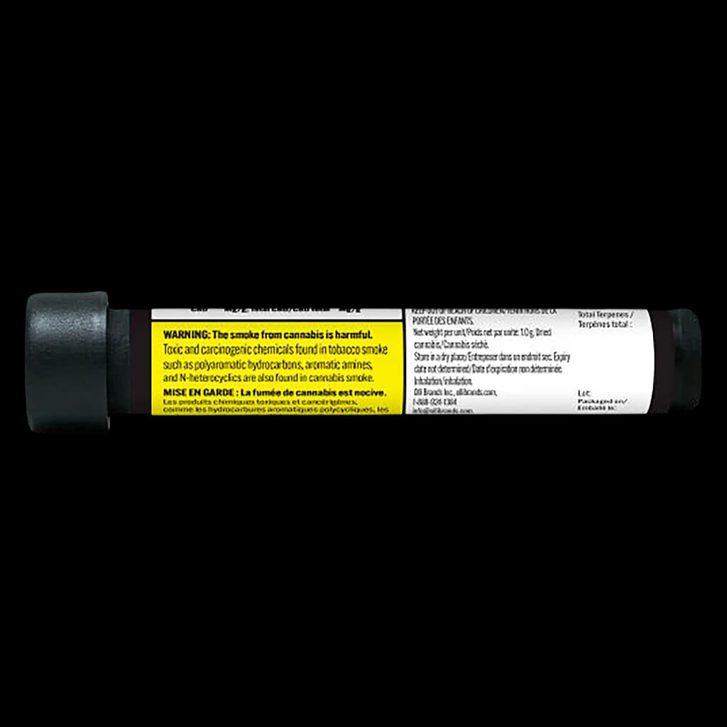El Blunto Cullinan Diamond Infused pre-roll with black tube packaging showing yellow Health Canada warning label and bilingual text