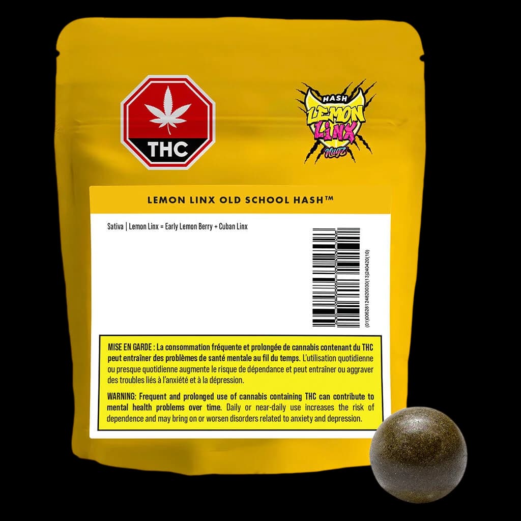 Nugz Hash Lemon Linx Old School Hash sativa cannabis concentrate with single gram displayed