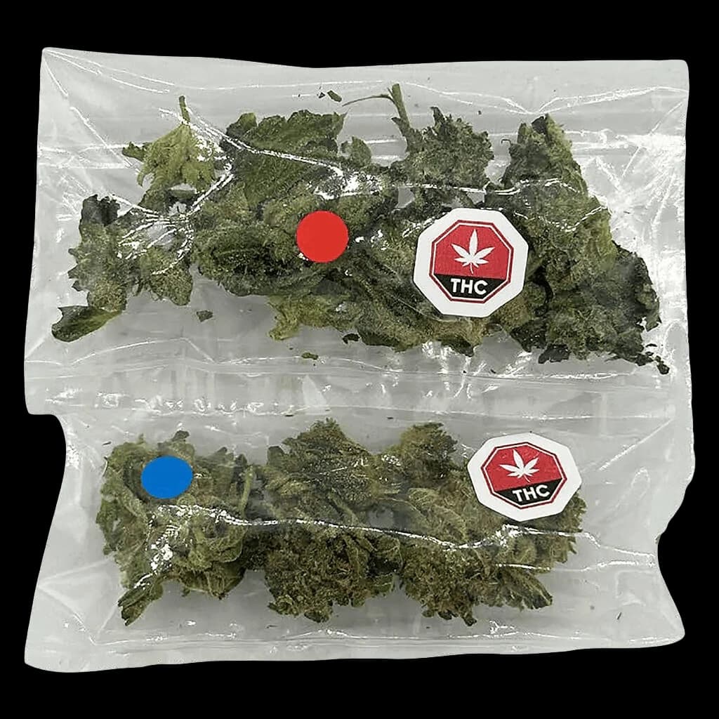 Western Cannabis Multipack of Madness dried flower in clear packaging with two portions and THC warning labels