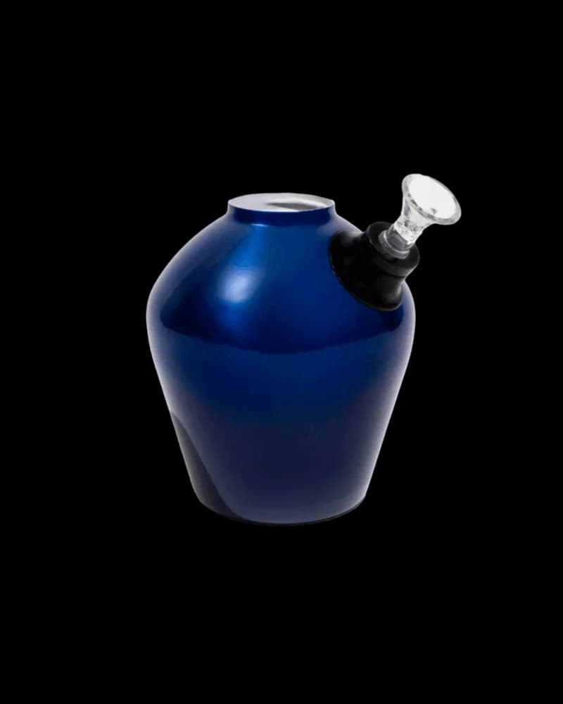 Chill Steel Pipes Chill Base bong with deep blue powder-coated steel body and glass bowl, cannabis water pipe accessory