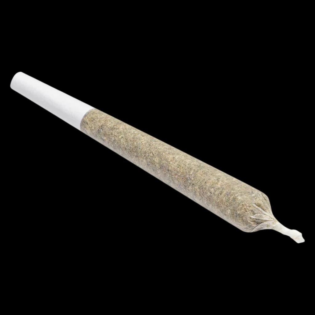 Paquet de 12 pré-roulés Pink Kush de Pure Sunfarms avec extrémités en papier torsadé sur fond blanc